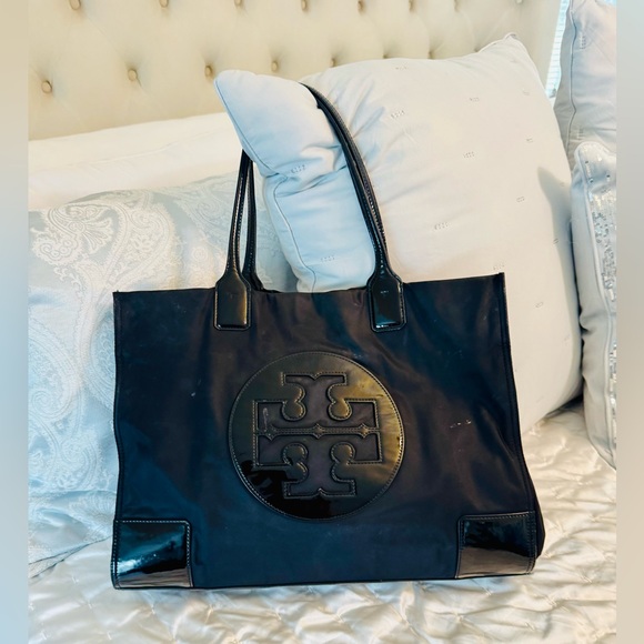 Tory Burch Black Tote with Logo Accent - Picture 1 of 11